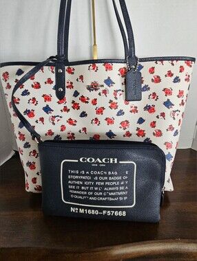 Coach Floral Reversible City Tote with Matching Storypatch Pouch